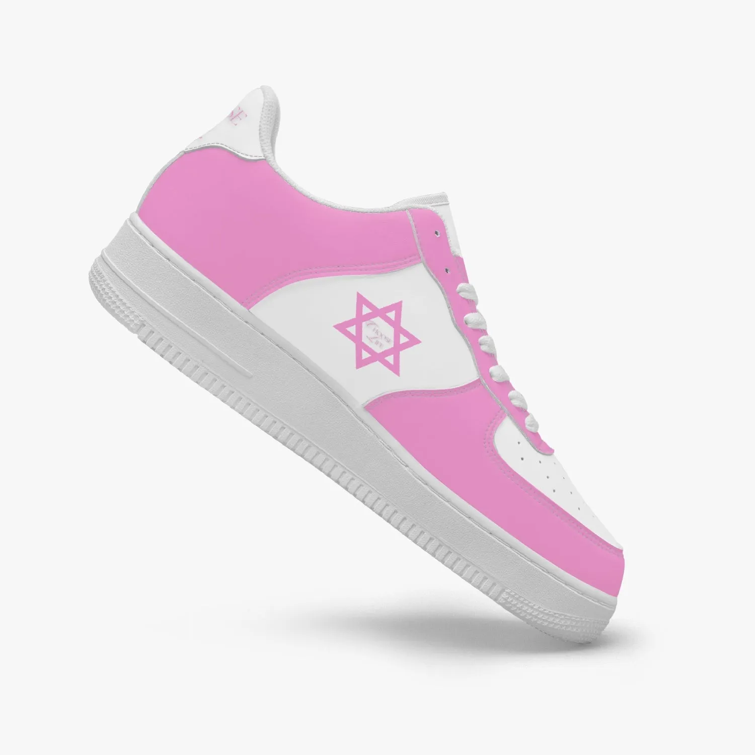 1Tweezy Star Of David Pink Low-Top Leather Sports Sneakers
