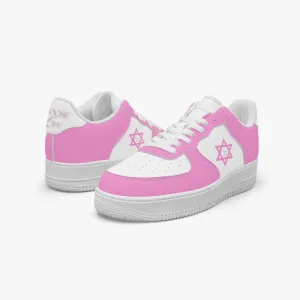 1Tweezy Star Of David Pink Low-Top Leather Sports Sneakers