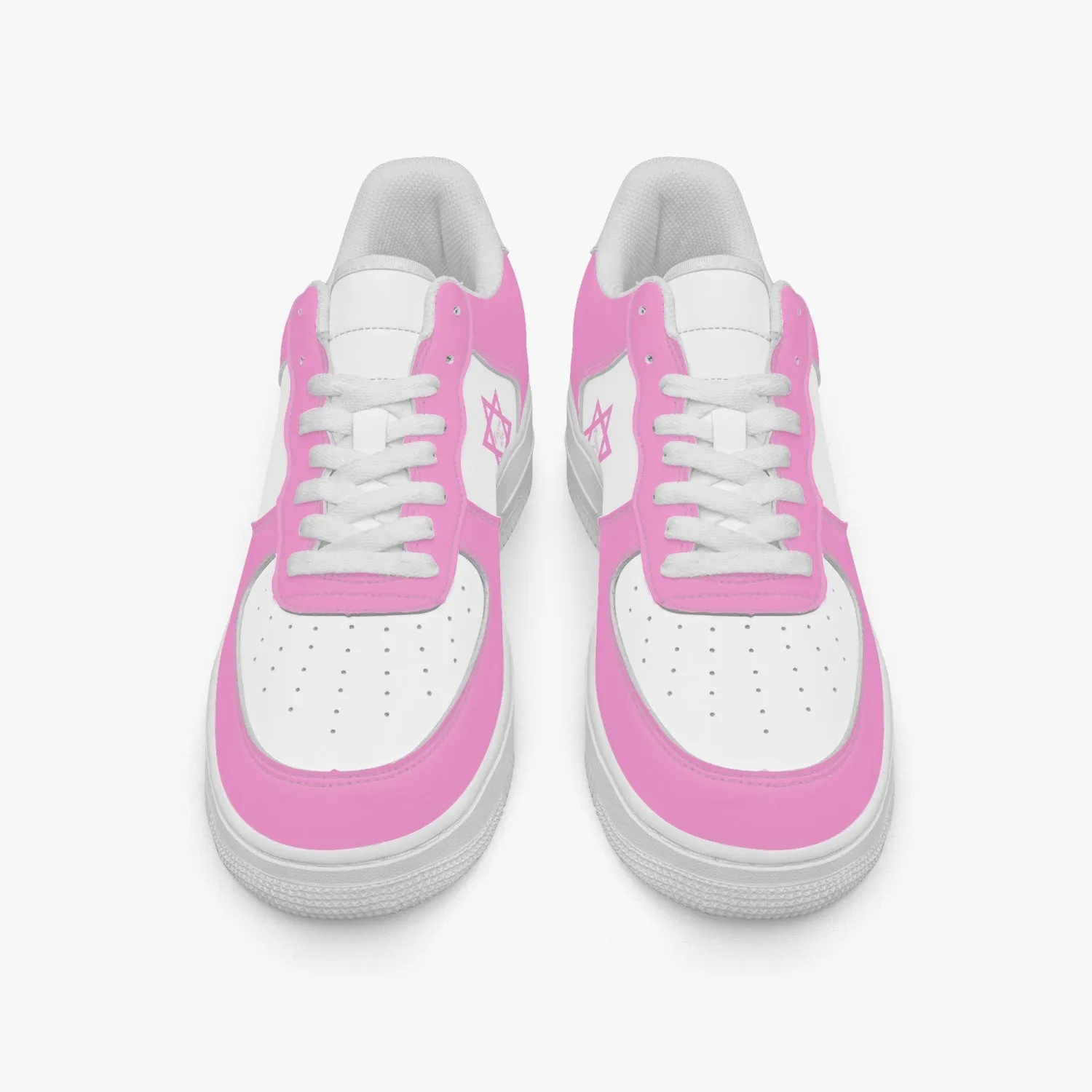 1Tweezy Star Of David Pink Low-Top Leather Sports Sneakers