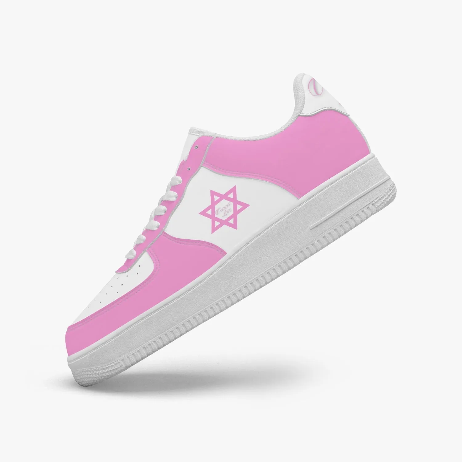 1Tweezy Star Of David Pink Low-Top Leather Sports Sneakers