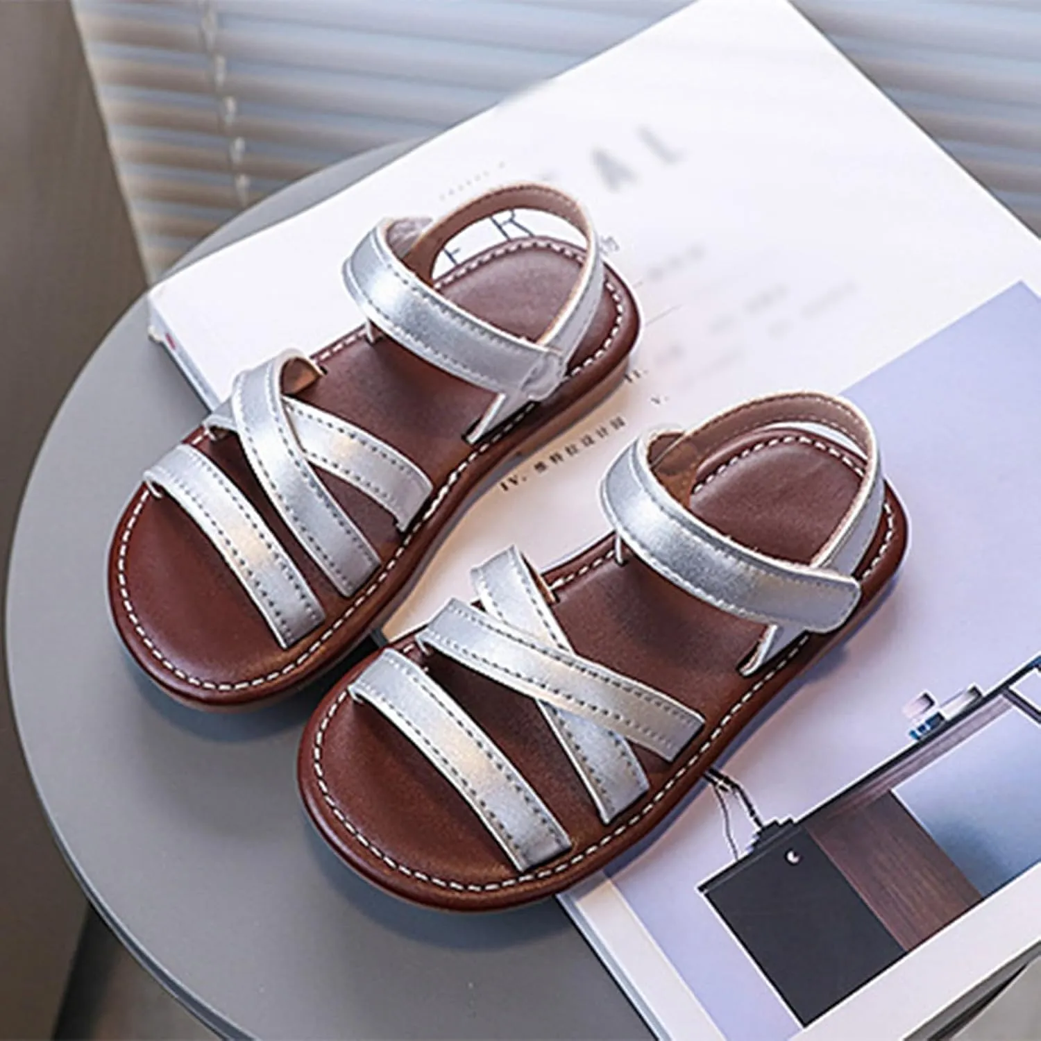2025 Girls Casual Sandals Fashion Outdoor Sport Walking Footwear with Ankle Strap Summer Slip-On Beach Vacation Slides Comfortable Cute Kids Open Toe Slippers Breathable Dressy Party Dance Shoes