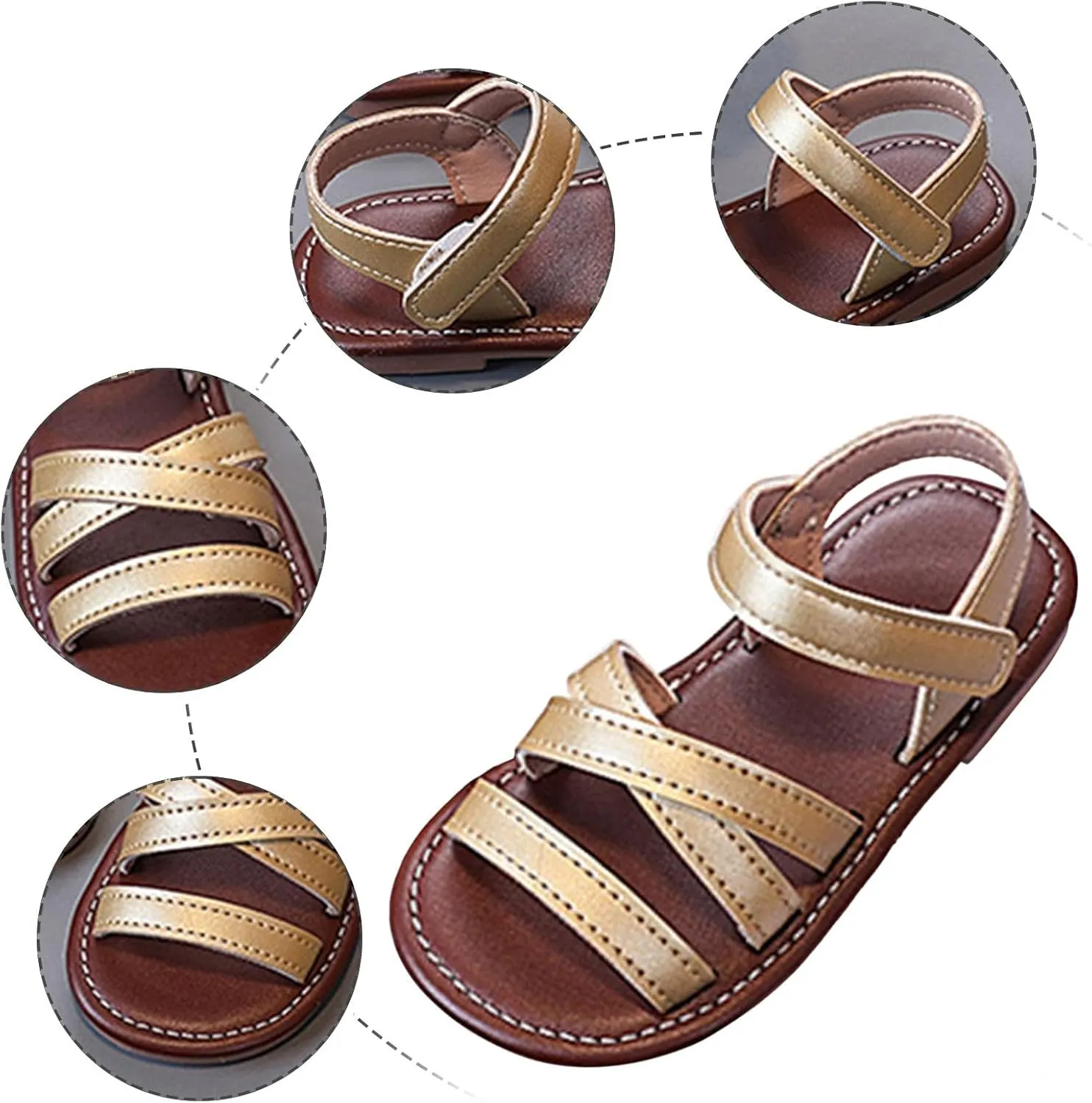 2025 Girls Casual Sandals Fashion Outdoor Sport Walking Footwear with Ankle Strap Summer Slip-On Beach Vacation Slides Comfortable Cute Kids Open Toe Slippers Breathable Dressy Party Dance Shoes