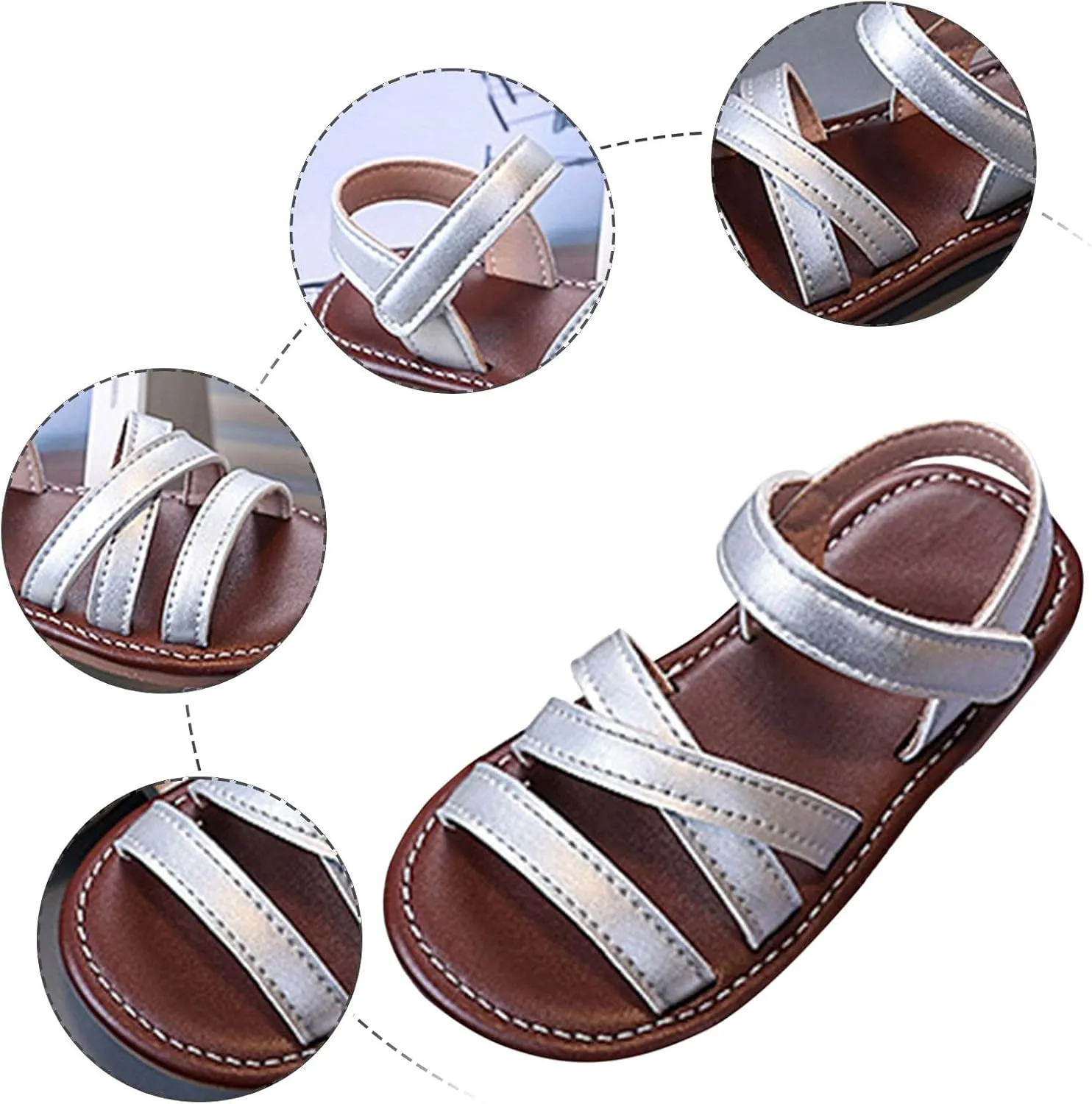 2025 Girls Casual Sandals Fashion Outdoor Sport Walking Footwear with Ankle Strap Summer Slip-On Beach Vacation Slides Comfortable Cute Kids Open Toe Slippers Breathable Dressy Party Dance Shoes