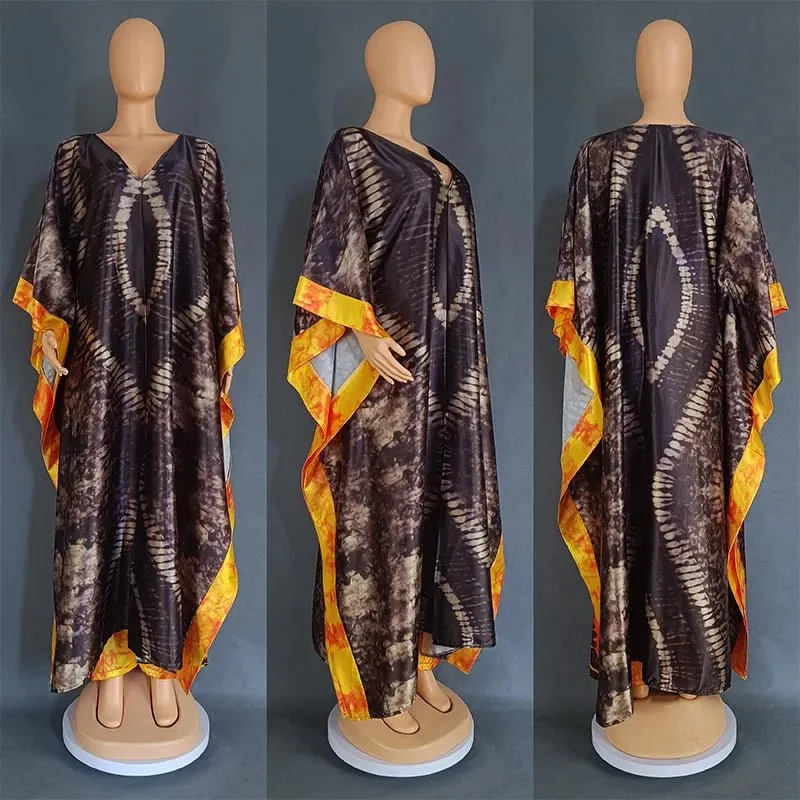 2PC African Outfit for Women – Printed Top and Wide Leg Pant Set