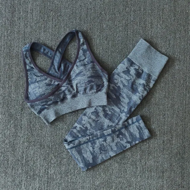 2Pcs Yoga Set Seamless Camouflage set