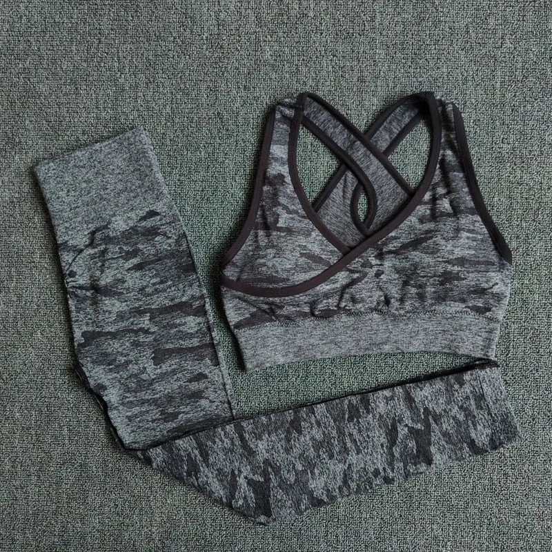 2Pcs Yoga Set Seamless Camouflage set