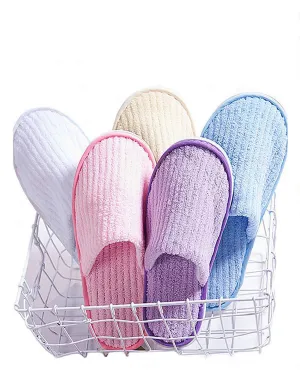 5 Pairs SPA Slippers,Assorted Color,Closed toe for Family,Guests,Travel,Hotel,Hospital,Washable,Portable,Disposable Close Toe