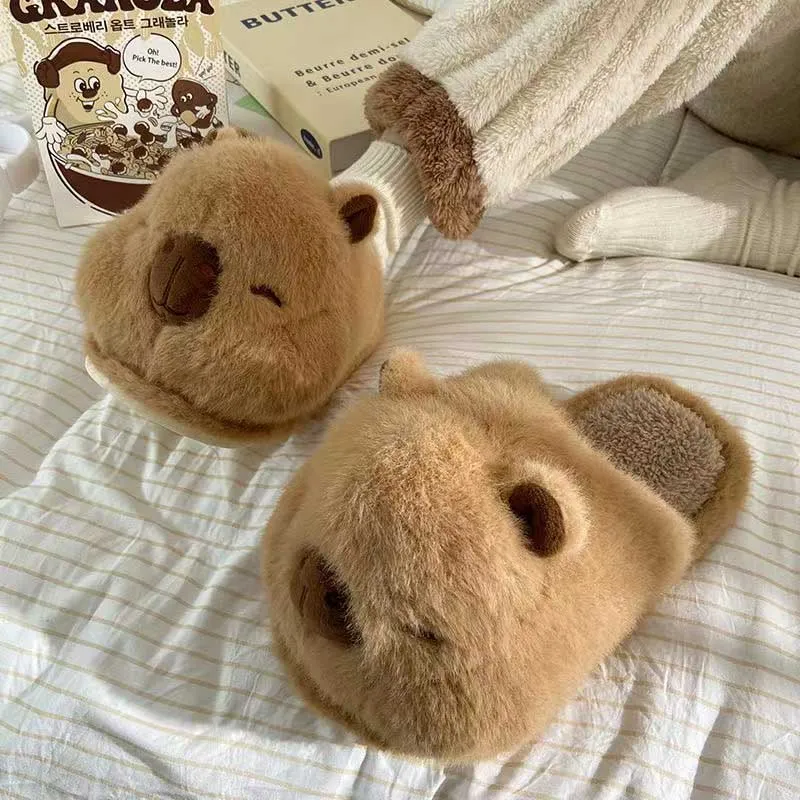 Adorable Capybara Plush Slippers