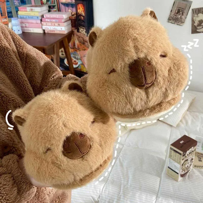 Adorable Capybara Plush Slippers