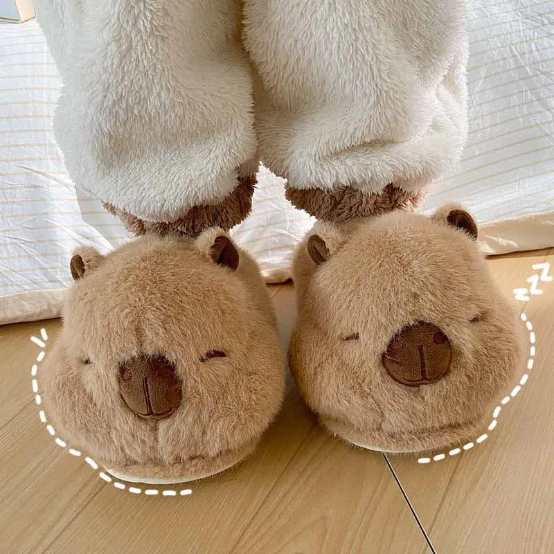 Adorable Capybara Plush Slippers