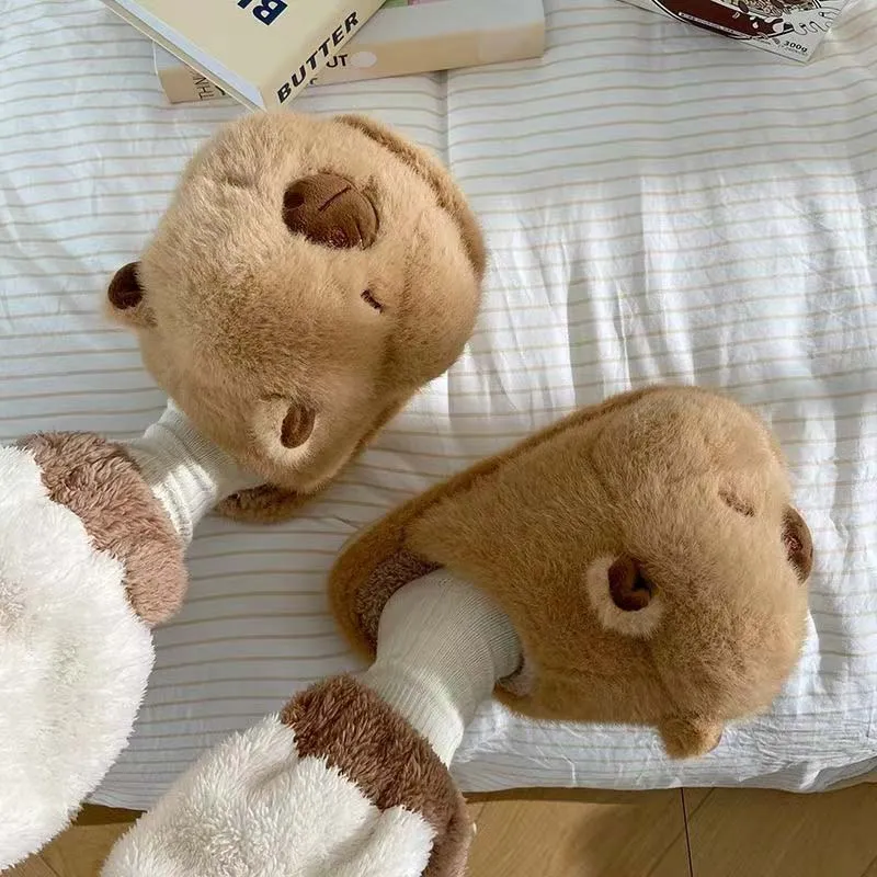 Adorable Capybara Plush Slippers