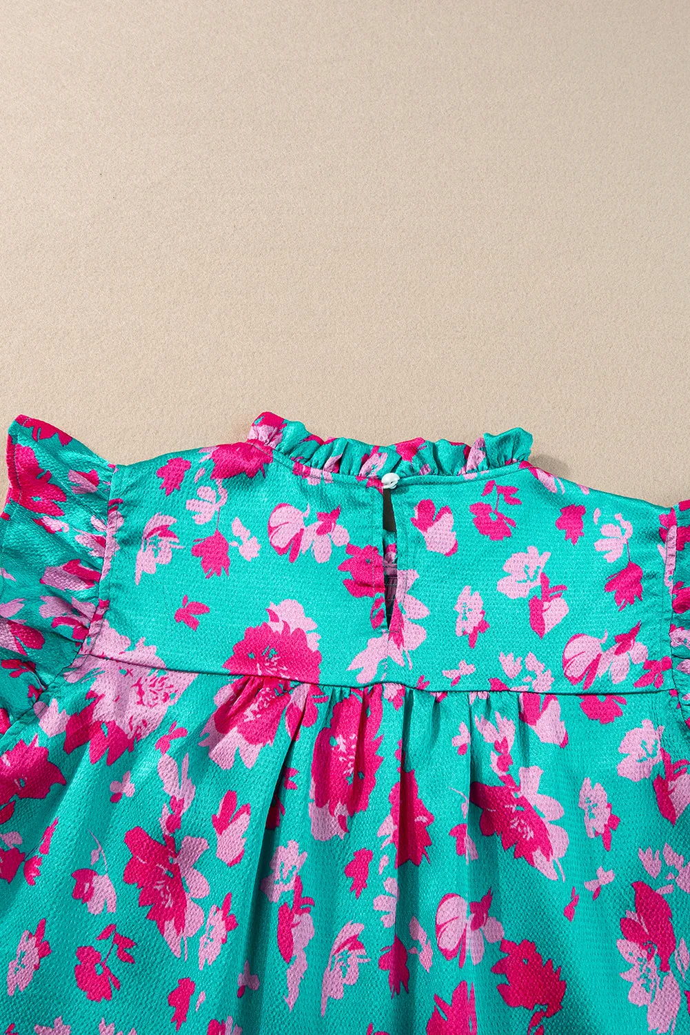 Alexia Ruffled Flutter Sleeve Ruched Blouse by Threaded Pear