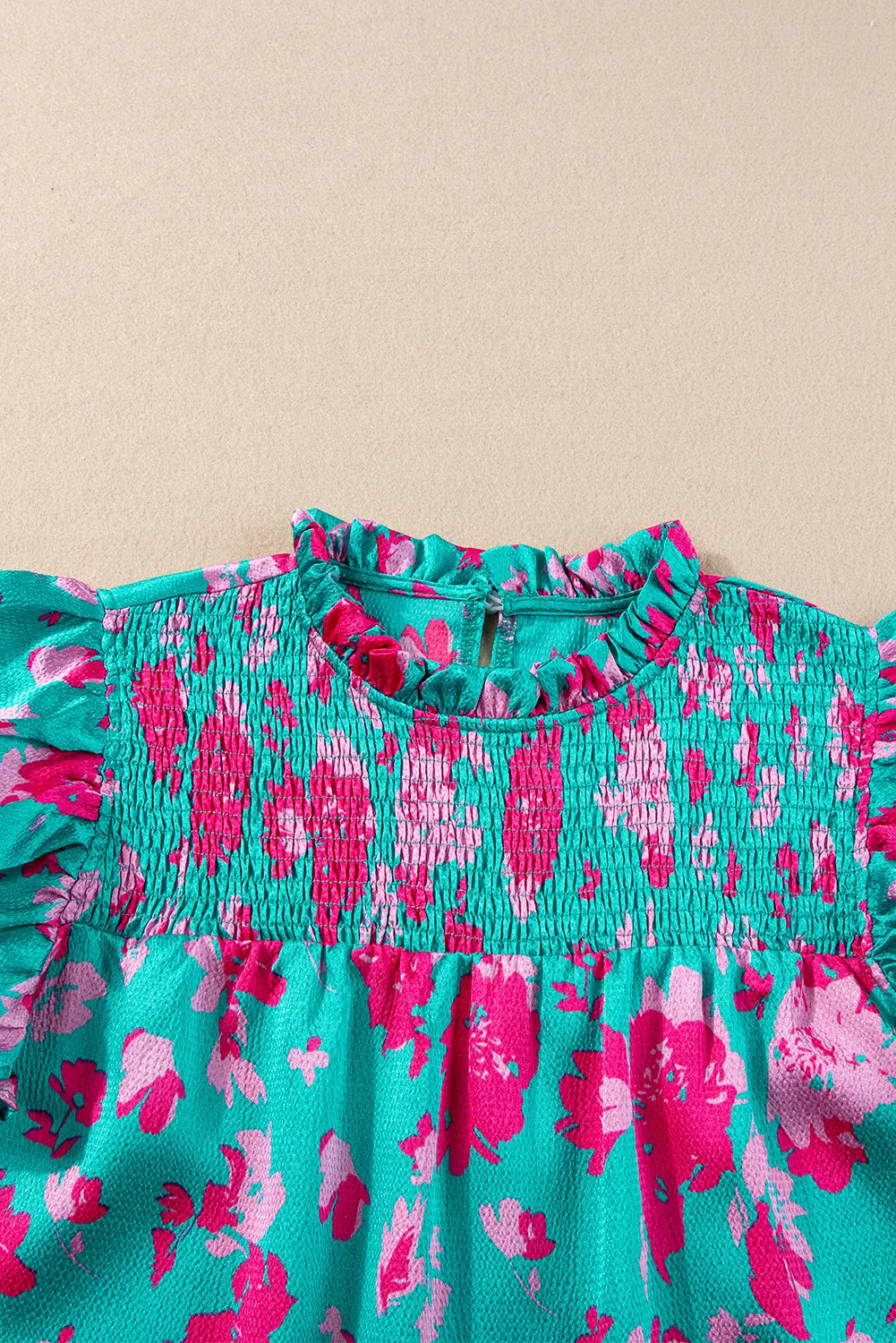 Alexia Ruffled Flutter Sleeve Ruched Blouse by Threaded Pear
