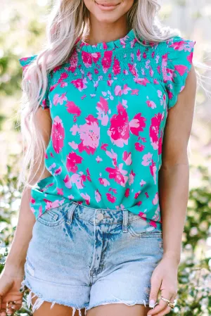 Alexia Ruffled Flutter Sleeve Ruched Blouse by Threaded Pear
