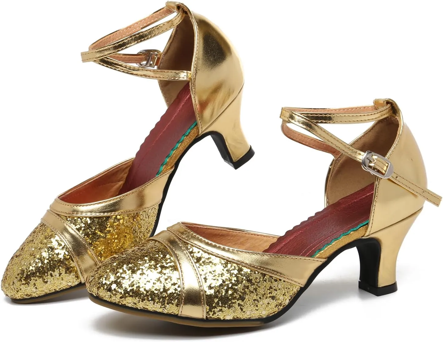 AOQUNFS Women's Glitter Latin Dance Shoes Closed Toe Ballroom Performance Wedding Sequin Dancing Shoes,FT021