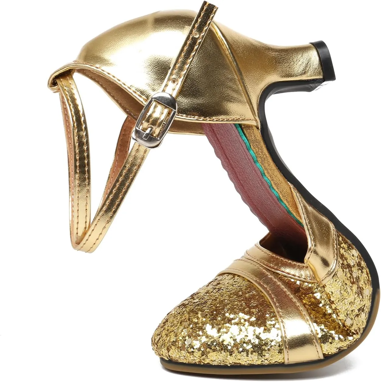 AOQUNFS Women's Glitter Latin Dance Shoes Closed Toe Ballroom Performance Wedding Sequin Dancing Shoes,FT021