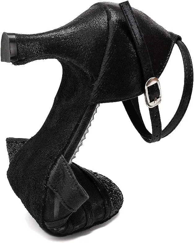 AOQUNFS Women's Glitter Latin Dance Shoes Closed Toe Ballroom Performance Wedding Sequin Dancing Shoes,FT105