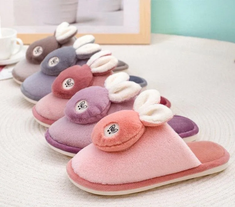Autumn Winter Women's Soft-sole Non-slip Silent Rabbit Floor House Slippers
