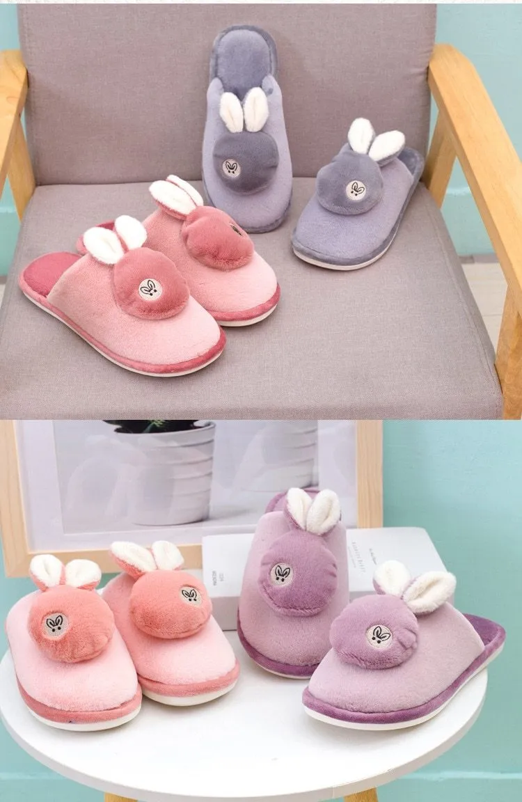 Autumn Winter Women's Soft-sole Non-slip Silent Rabbit Floor House Slippers