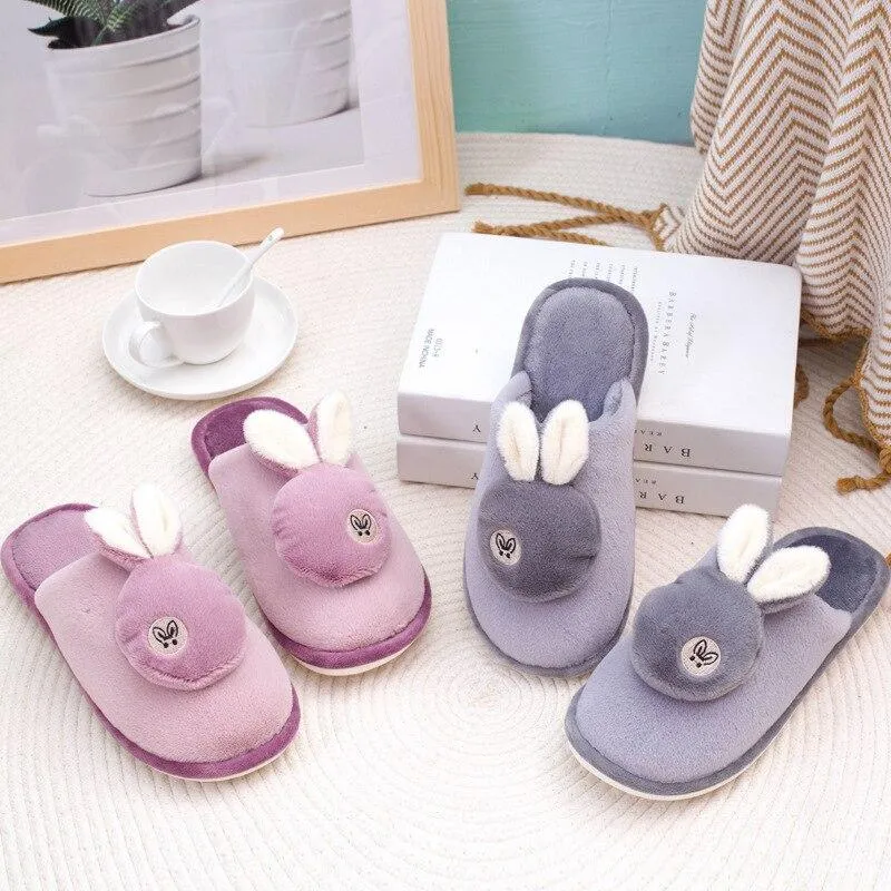 Autumn Winter Women's Soft-sole Non-slip Silent Rabbit Floor House Slippers