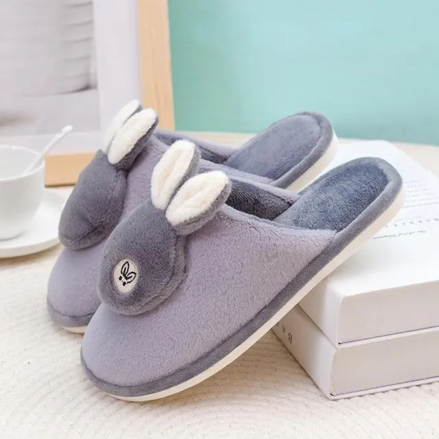 Autumn Winter Women's Soft-sole Non-slip Silent Rabbit Floor House Slippers