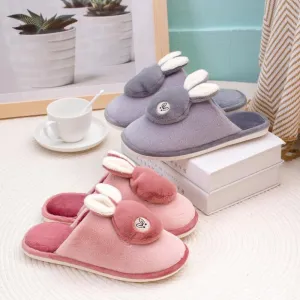 Autumn Winter Women's Soft-sole Non-slip Silent Rabbit Floor House Slippers