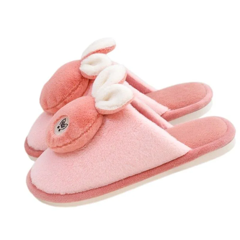 Autumn Winter Women's Soft-sole Non-slip Silent Rabbit Floor House Slippers