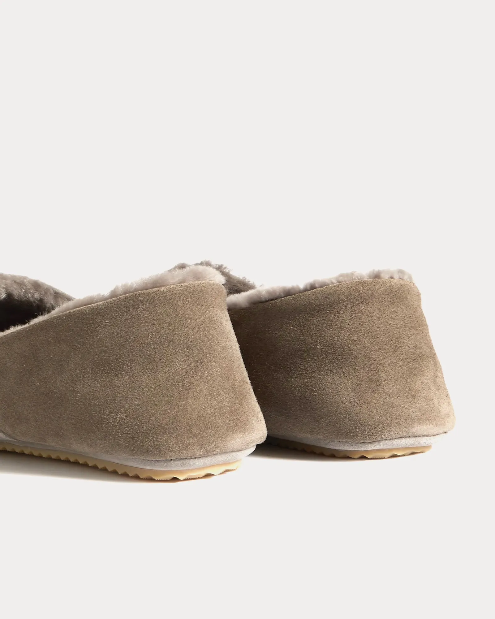 Babouche Shearling-Lined Suede Taupe Slippers