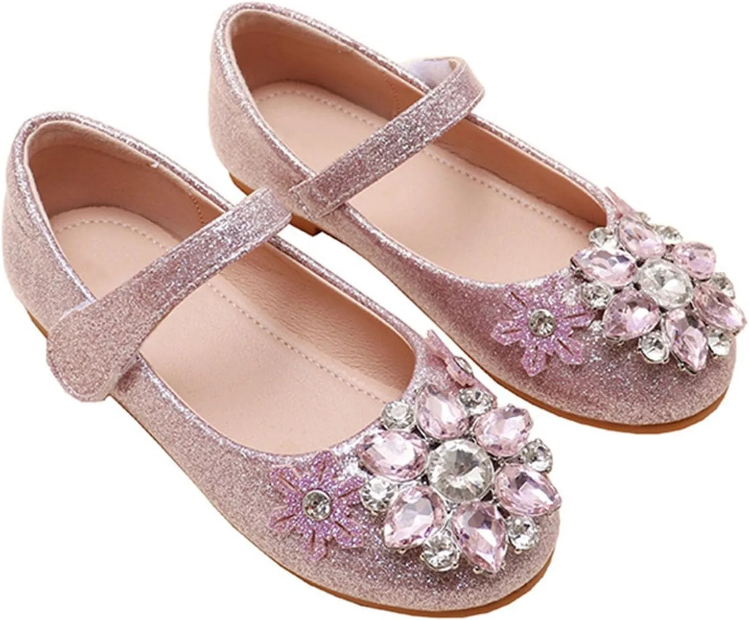 Baby Girls' Princess Crystal Shoes Comfortable Soft Soled Little Girl Single Shoes Kids Girl Wedding Dress Shoes