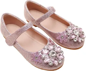 Baby Girls' Princess Crystal Shoes Comfortable Soft Soled Little Girl Single Shoes Kids Girl Wedding Dress Shoes