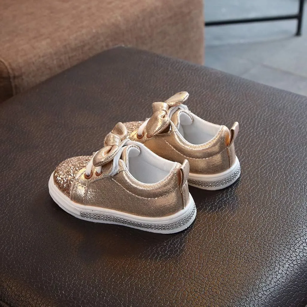 Baby Shoes Run Shoes Boys Bowknot Children Sport Crystal Baby Girls Sequins Bling Baby Shoes Cute
