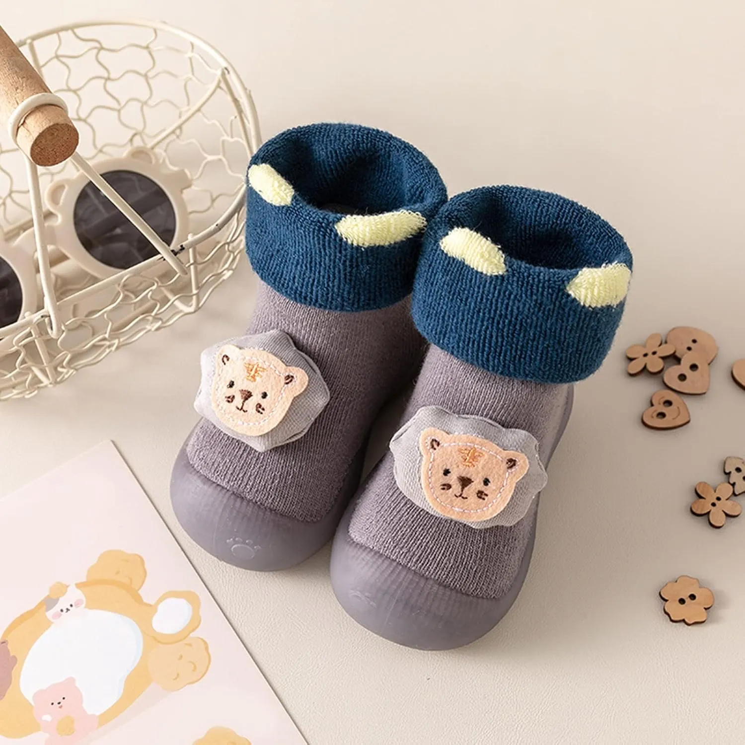 Baby Sock Shoes,Infant Toddle Footwear Winter Shoes Soft Bottom Indoor Non Slip Warm Floor Cartoon Animal Socks Shoes