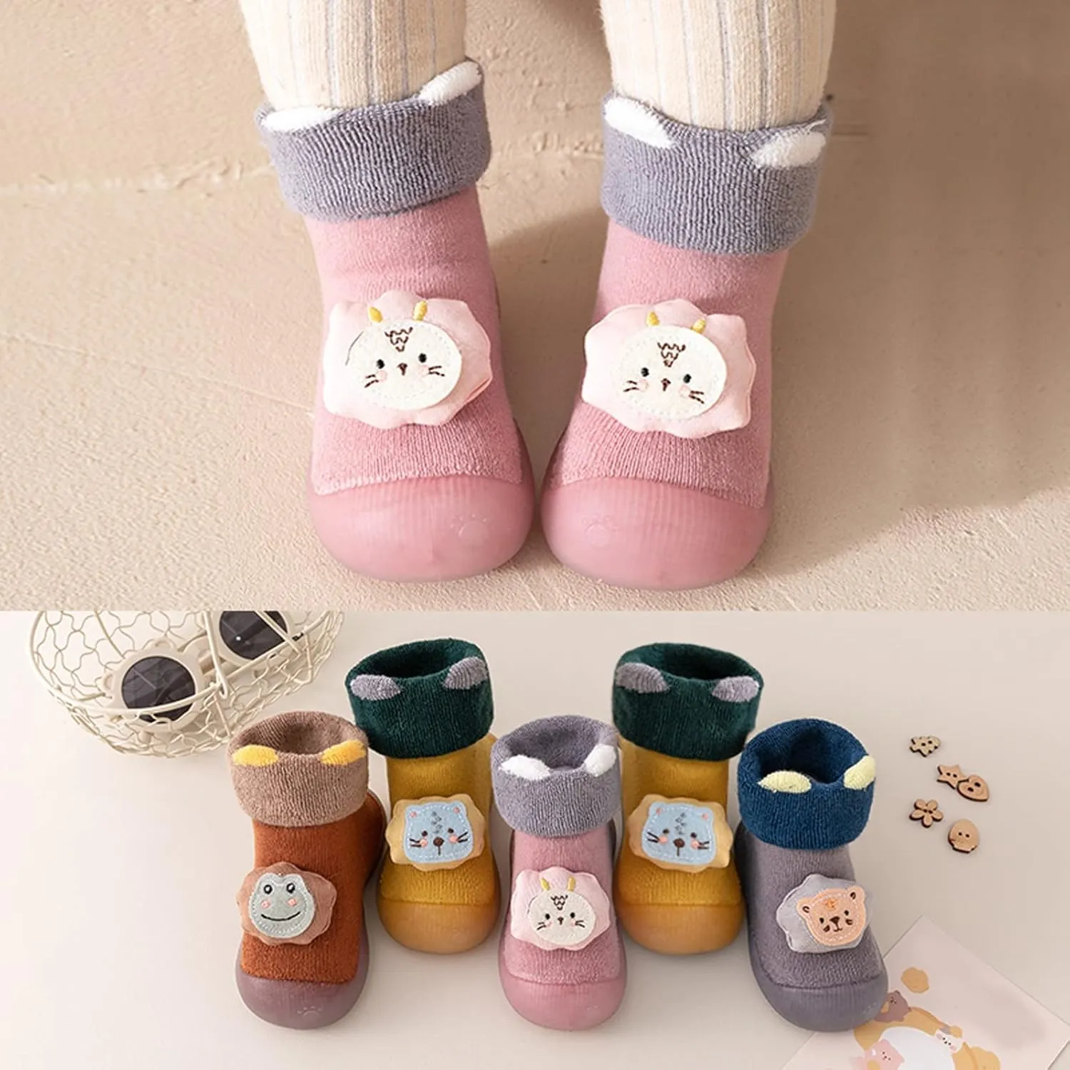 Baby Sock Shoes,Infant Toddle Footwear Winter Shoes Soft Bottom Indoor Non Slip Warm Floor Cartoon Animal Socks Shoes