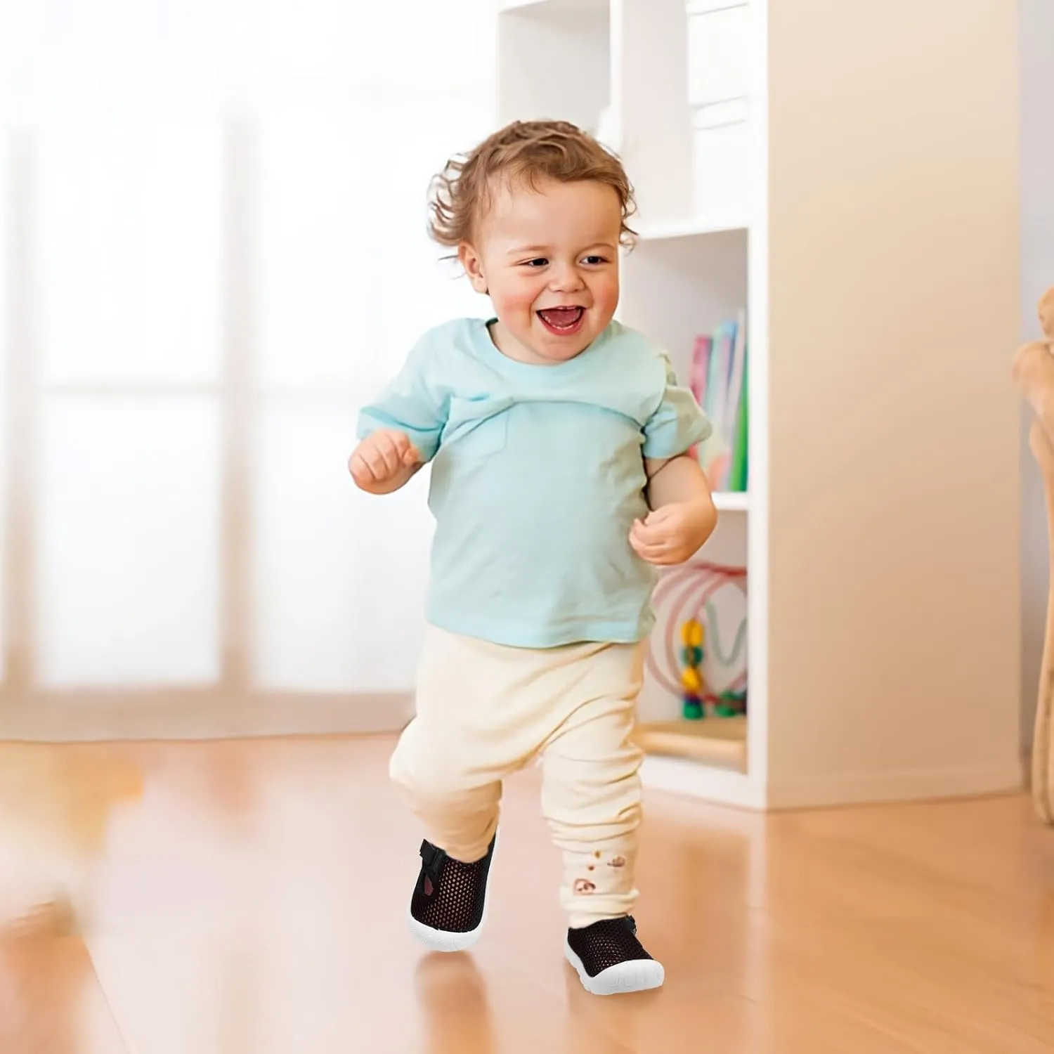 Baby Walking Shoes Toddler Girl Boy Soft Sole Breathable Mesh Slip on Summer Wide Shoes Infant Flexible Lightweight Non-Slip Safer Causal Tennis Shoes Toddler First Walkers Shoes Rubber Soles Outdoor