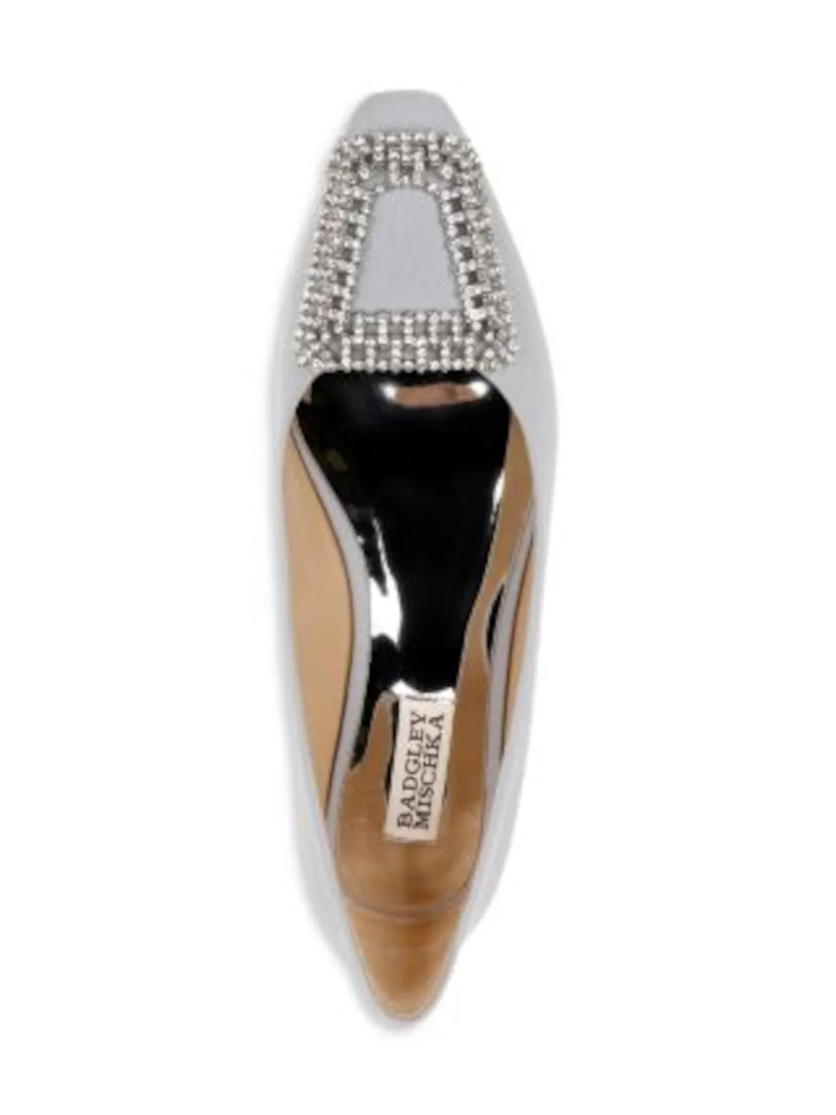 BADGLEY MISCHKA Womens Silver Embellished Hardware Rhinestone Padded Emerie Pointed Toe Slip On Flats Shoes M