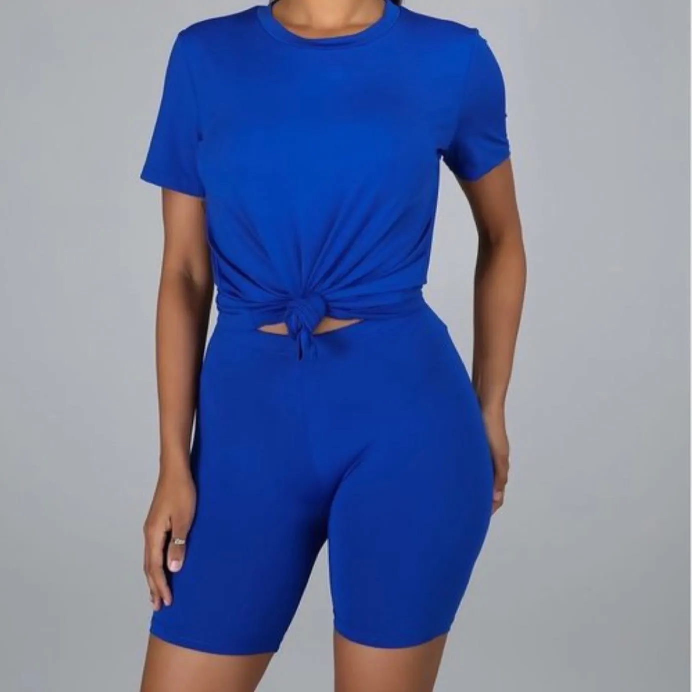 Bae*Sick 2-Piece Active Short Sleeve Top & High Waist Biker Short Set (7 Colors)