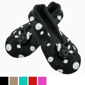 Ballerina Style Spotty Slippers with Soft Fleece Lining