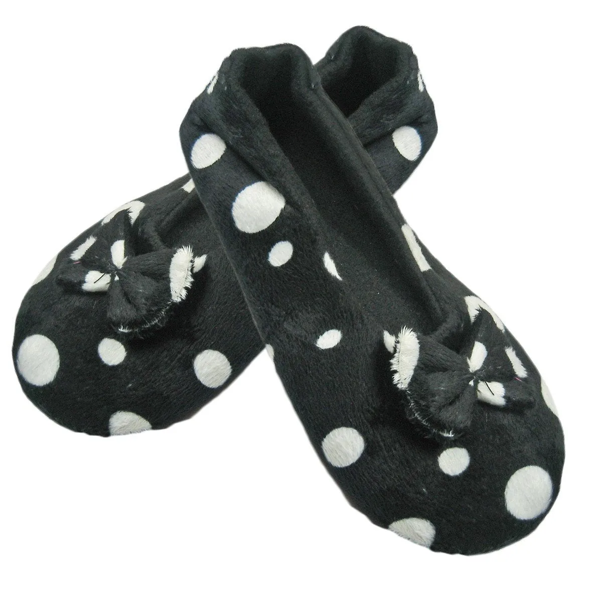 Ballerina Style Spotty Slippers with Soft Fleece Lining