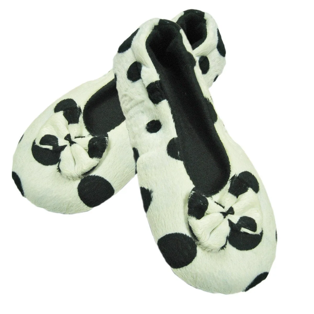 Ballerina Style Spotty Slippers with Soft Fleece Lining