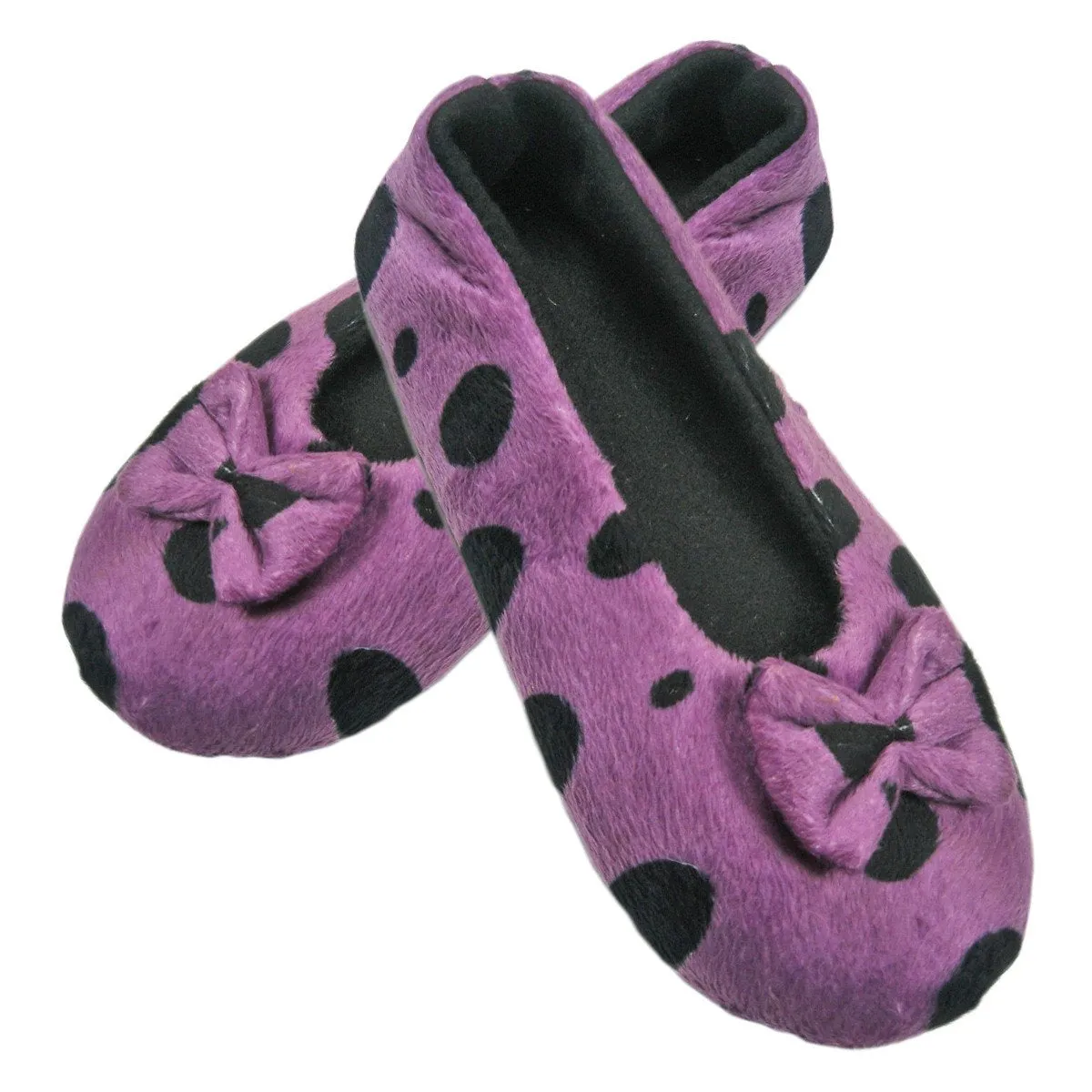 Ballerina Style Spotty Slippers with Soft Fleece Lining