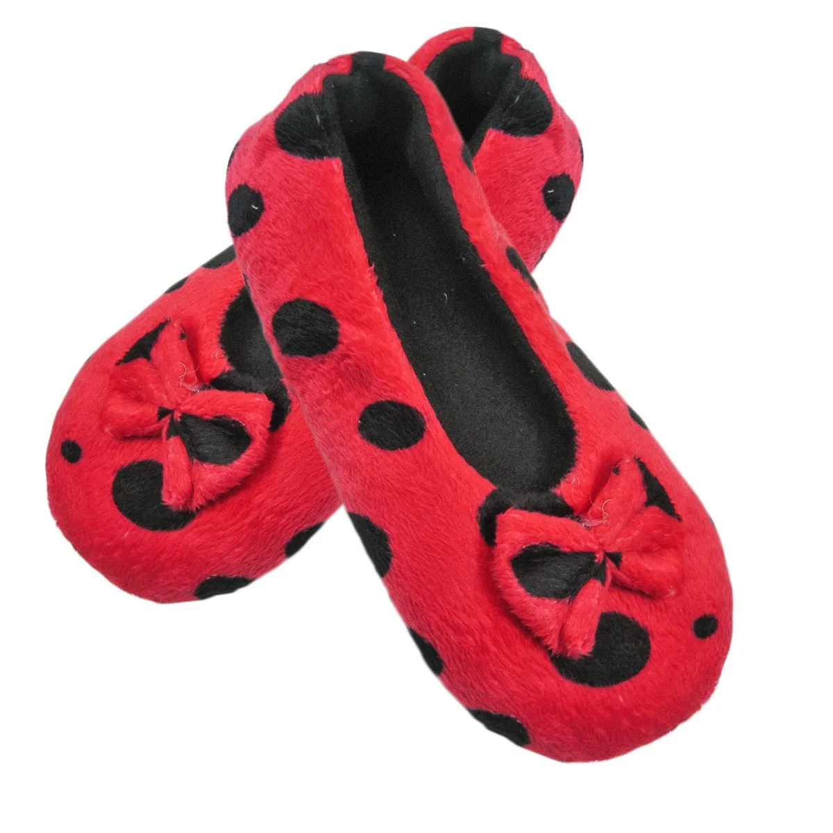 Ballerina Style Spotty Slippers with Soft Fleece Lining