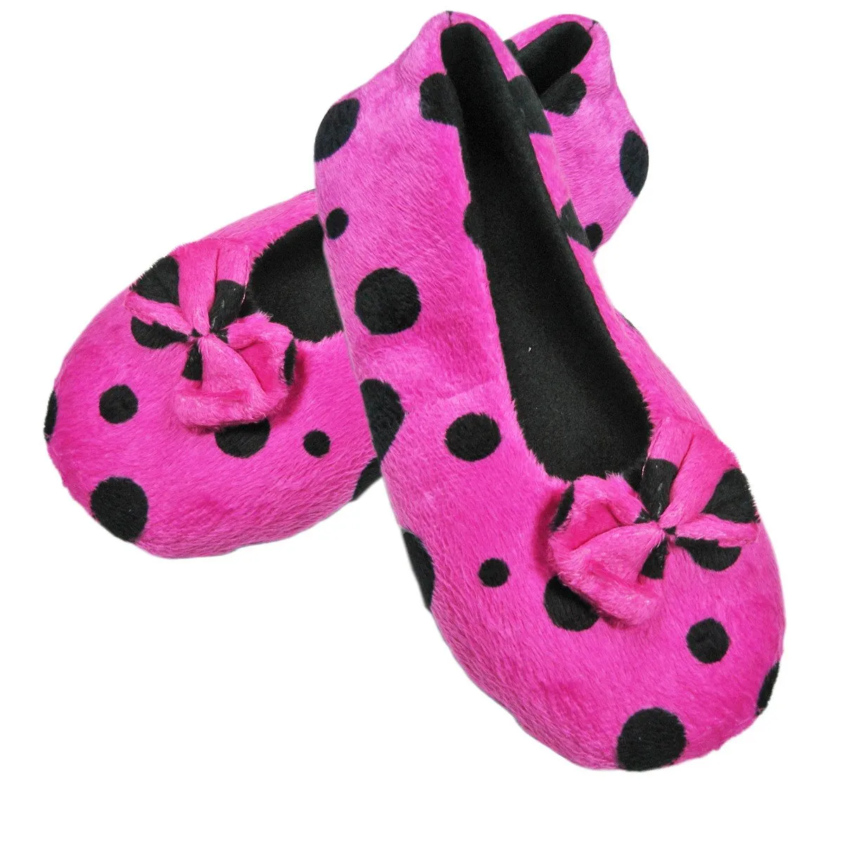 Ballerina Style Spotty Slippers with Soft Fleece Lining