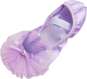 Ballet Shoes for Girls Soft Leather Ballet Slippers Lace Flower Dance Yoga Shoes for Toddler Slip On Dress Shoes