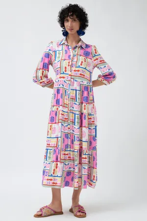 Bariloche Shirt Dress Burton Patchwork Print Natural Pink