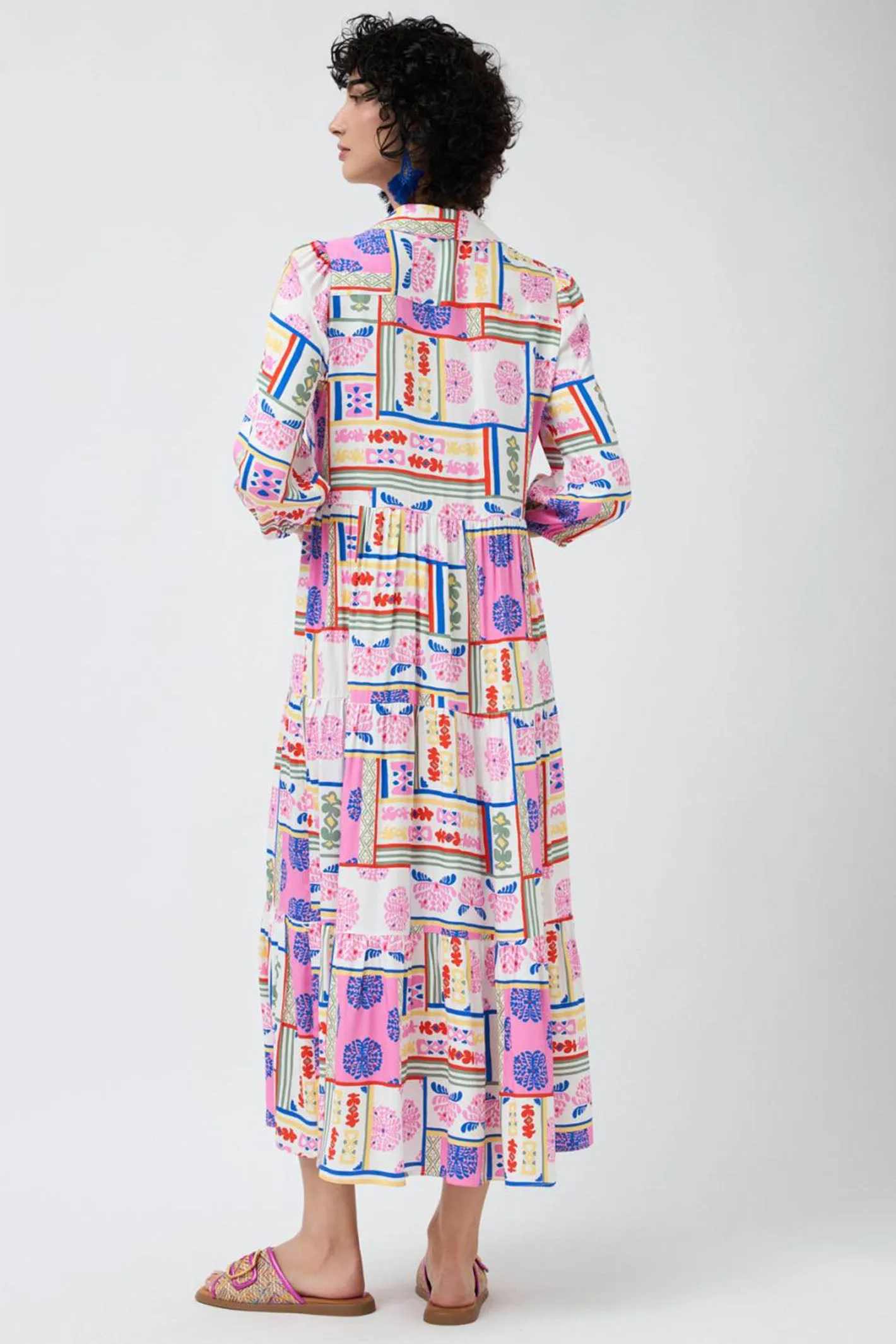 Bariloche Shirt Dress Burton Patchwork Print Natural Pink