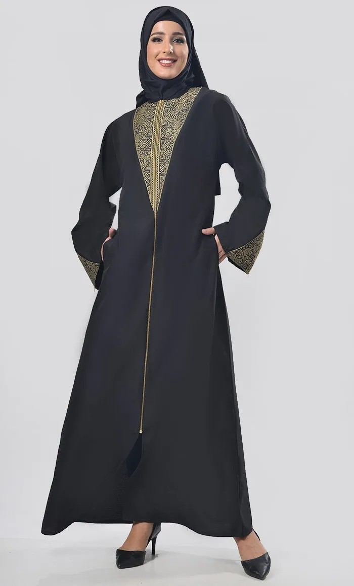 Beautiful Lace And Chain  Intricate Detailing Abaya