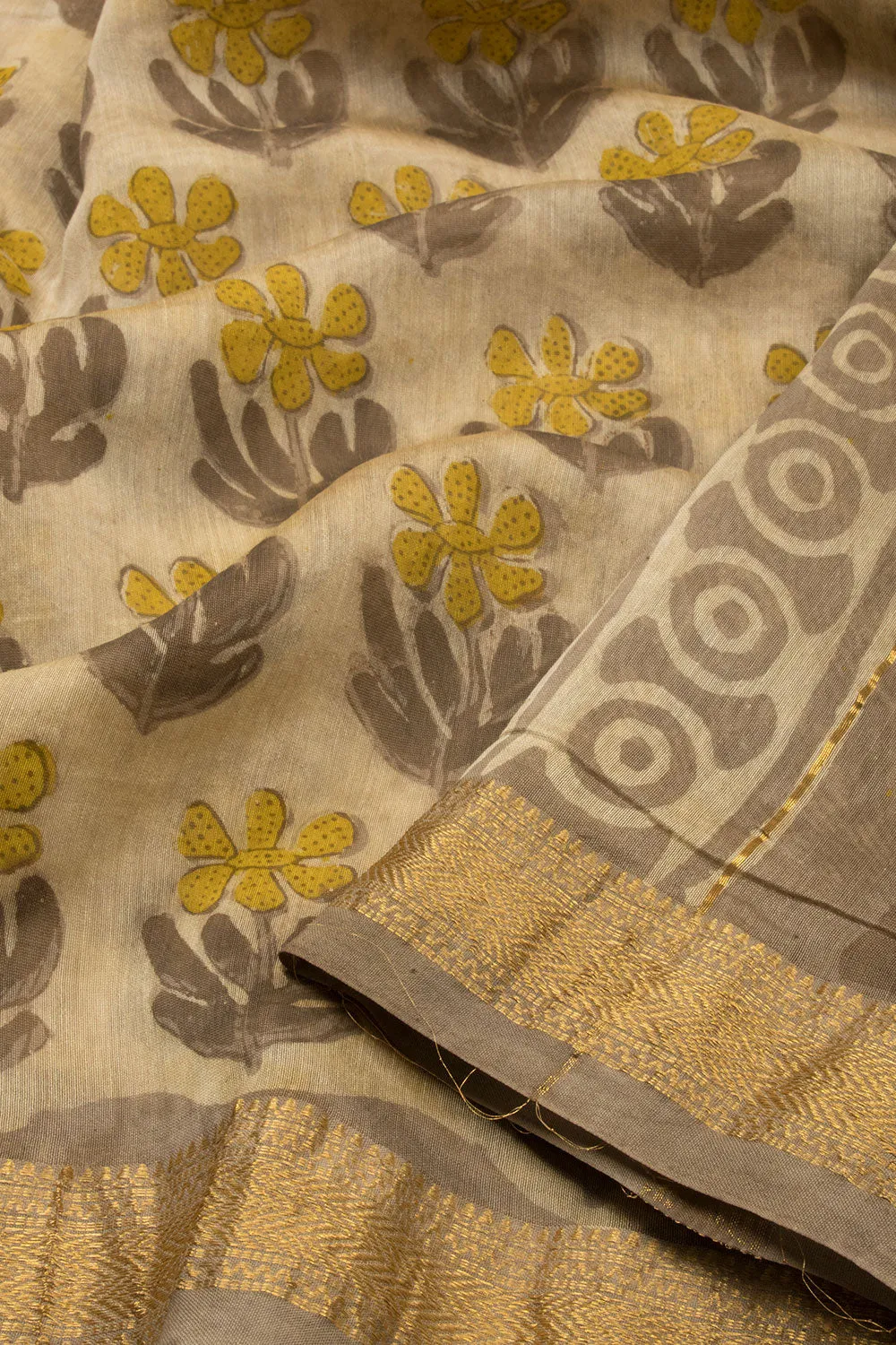 Beige Anokhi Hand Block Printed Saree 10067352