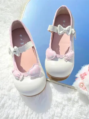 binfenxie  - Japanese Kawaii Mary Janes Shoes Women Heart-shaped Sweet Lolita Flats Shoes Ladies Shallow Bow Chic Casual Shoes 2024 Summer