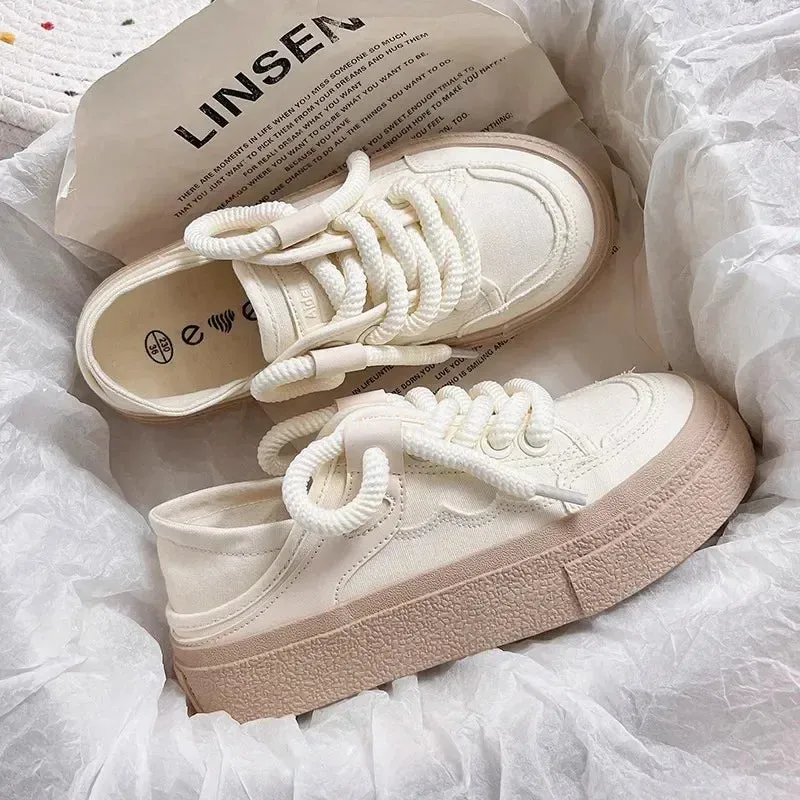 binfenxie Thick Soled Canvas Fashionable Versatile with Increased Height Board Shoes for Comfort Two Pairs of Canvas Shoes