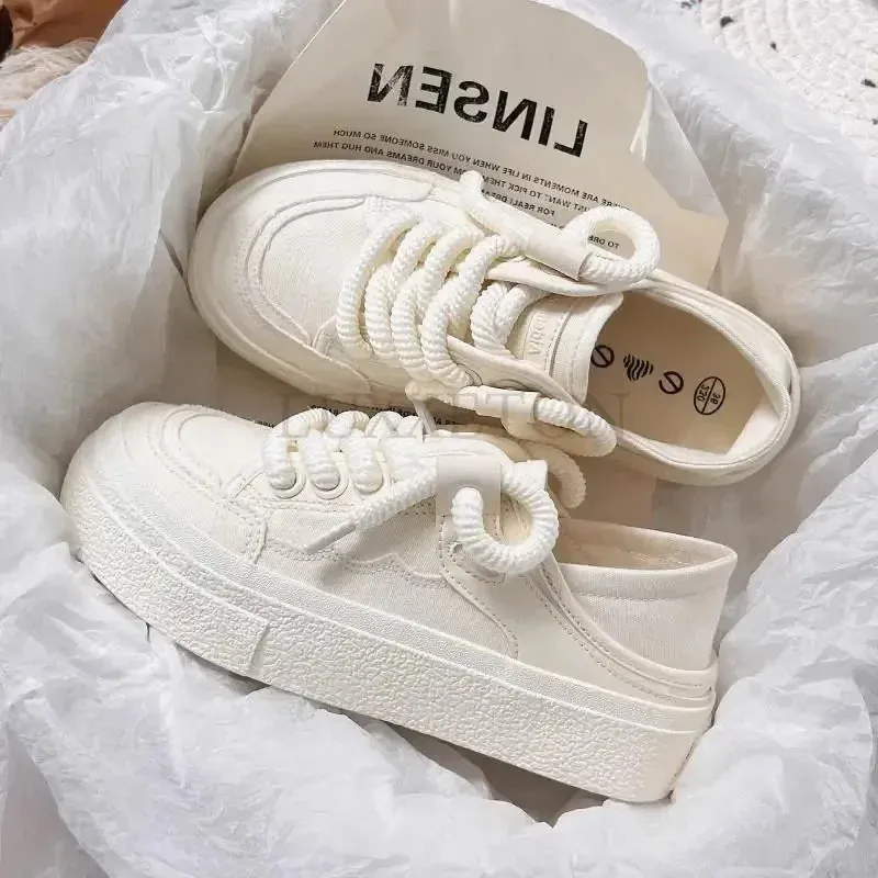 binfenxie Thick Soled Canvas Fashionable Versatile with Increased Height Board Shoes for Comfort Two Pairs of Canvas Shoes